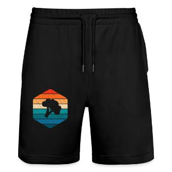 Broccoli Vegan Lover Retro Healthy Gift idea - Stanley/Stella Unisex Bio Joggingshorts Trainer  - Schwarz - Vorne - Nik (191cm) & Marisol (170cm)