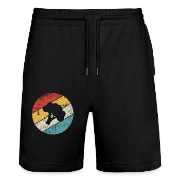 Broccoli Vegan Lover Retro Healthy Gift idea - Stanley/Stella Trainer Unisex Organic Jogging Shorts - black - Front - Nik (191cm) & Marisol (170cm)