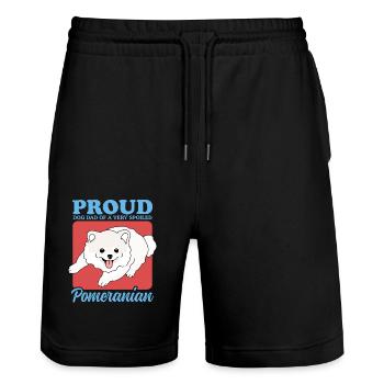 Pomeranian Dad Zwergspitz Dog Owner Gift - Stanley/Stella Trainer Unisex Organic Jogging Shorts - black - Front - Nik (191cm) & Marisol (170cm)