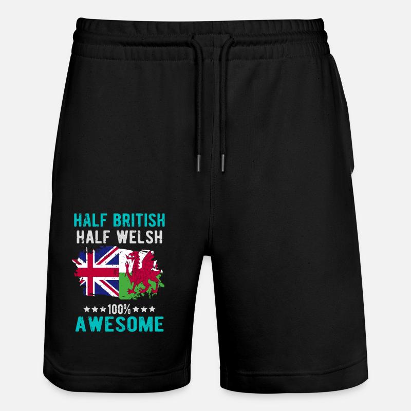 Halb Brite Halb Waliser - Stanley/Stella Unisex Bio Joggingshorts Trainer  - Schwarz
