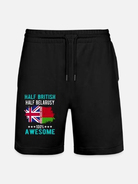 Half British Half Belarusian - Stanley/Stella Trainer Unisex Organic Jogging Shorts - black