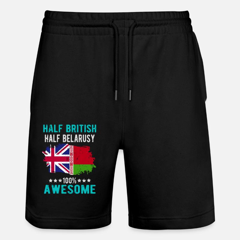 Halb Brite Halb Belarusse - Stanley/Stella Unisex Bio Joggingshorts Trainer  - Schwarz