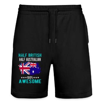 Moitié britannique moitié australien - Short de jogging bio TRAINER Stanley/Stella unisexe - noir - Devant - Nik (191cm) & Marisol (170cm)