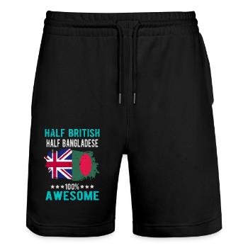 Moitié britannique moitié bangladais - Short de jogging bio TRAINER Stanley/Stella unisexe - noir - Devant - Nik (191cm) & Marisol (170cm)