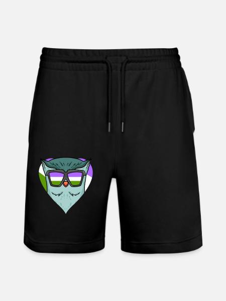Genderqueer Owl - Stanley/Stella Trainer Unisex Organic Jogging Shorts - black