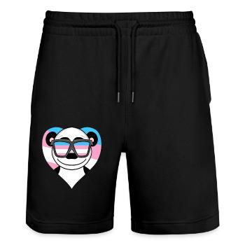 Transgender Transsexual Panda Gift - Stanley/Stella Trainer Unisex Organic Jogging Shorts - black - Front - Nik (191cm) & Marisol (170cm)