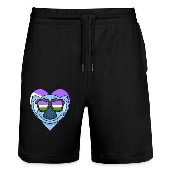 Genderqueer Koala - Short de jogging bio TRAINER Stanley/Stella unisexe - noir - Devant - Nik (191cm) & Marisol (170cm)