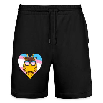 Transgender Transsexual Giraffe Gift - Stanley/Stella Trainer Unisex Organic Jogging Shorts - black - Front - Nik (191cm) & Marisol (170cm)