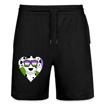 Genderqueer Chien Lgbt Dalmatien - Short de jogging bio TRAINER Stanley/Stella unisexe - noir - Devant - Nik (191cm) & Marisol (170cm)