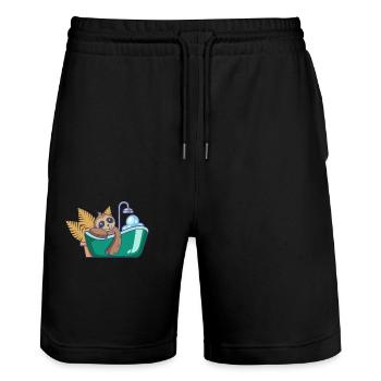 Sloth takes bath in the bathtub - Stanley/Stella Trainer Unisex Organic Jogging Shorts - black - Front - Nik (191cm) & Marisol (170cm)
