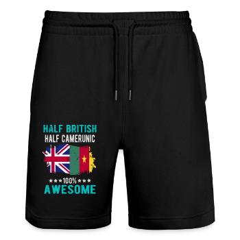 Half British Half Cameroonian - Stanley/Stella Trainer Unisex Organic Jogging Shorts - black - Front - Nik (191cm) & Marisol (170cm)