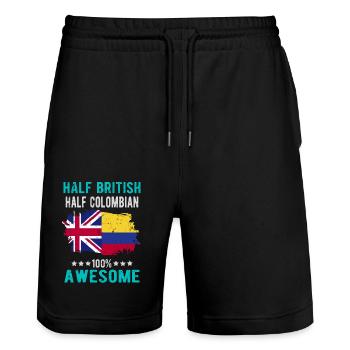 Moitié britannique moitié colombien - Short de jogging bio TRAINER Stanley/Stella unisexe - noir - Devant - Nik (191cm) & Marisol (170cm)