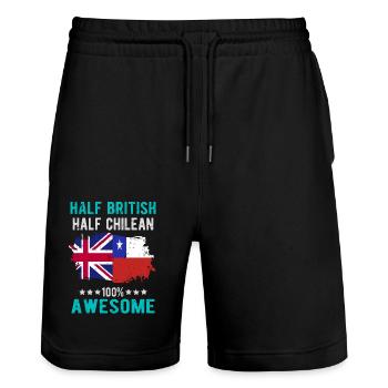 Half British Half Chilean - Stanley/Stella Trainer Unisex Organic Jogging Shorts - black - Front - Nik (191cm) & Marisol (170cm)