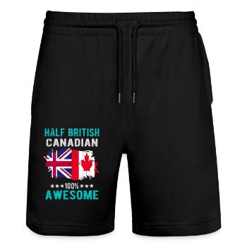 Halb Brite Halb Kanadier - Stanley/Stella Unisex Bio Joggingshorts Trainer  - Schwarz - Vorne - Nik (191cm) & Marisol (170cm)