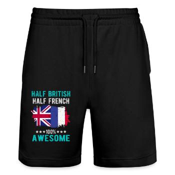Half British Half British - Stanley/Stella Trainer Unisex Organic Jogging Shorts - black - Front - Nik (191cm) & Marisol (170cm)