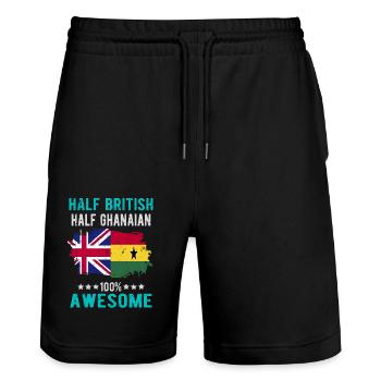Halb Brite Halb Ghanese - Stanley/Stella Unisex Bio Joggingshorts Trainer  - Schwarz - Vorne - Nik (191cm) & Marisol (170cm)