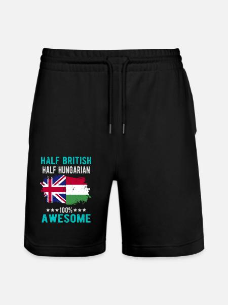 Half British Half Hungarian - Stanley/Stella Trainer Unisex Organic Jogging Shorts - black