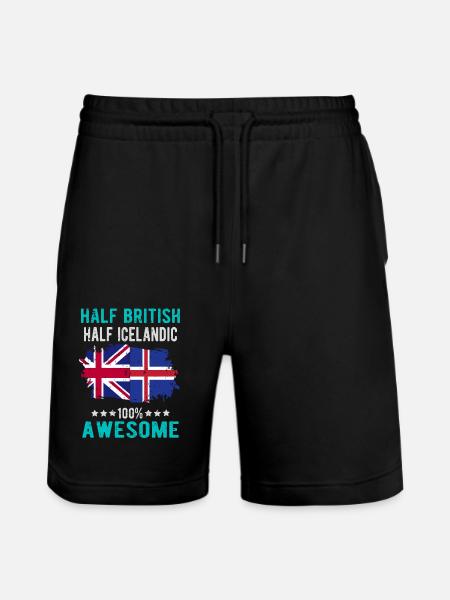 Halb Brite Halb Isländer - Stanley/Stella Unisex Bio Joggingshorts Trainer - Schwarz