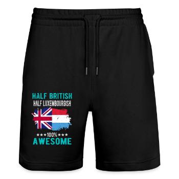 Moitié britannique moitié luxembourgeois - Short de jogging bio TRAINER Stanley/Stella unisexe - noir - Devant - Nik (191cm) & Marisol (170cm)
