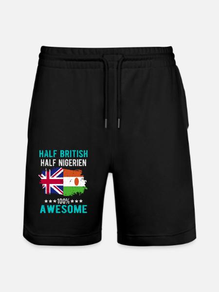 Half British Half Nigrer - Stanley/Stella Trainer Unisex Organic Jogging Shorts - black