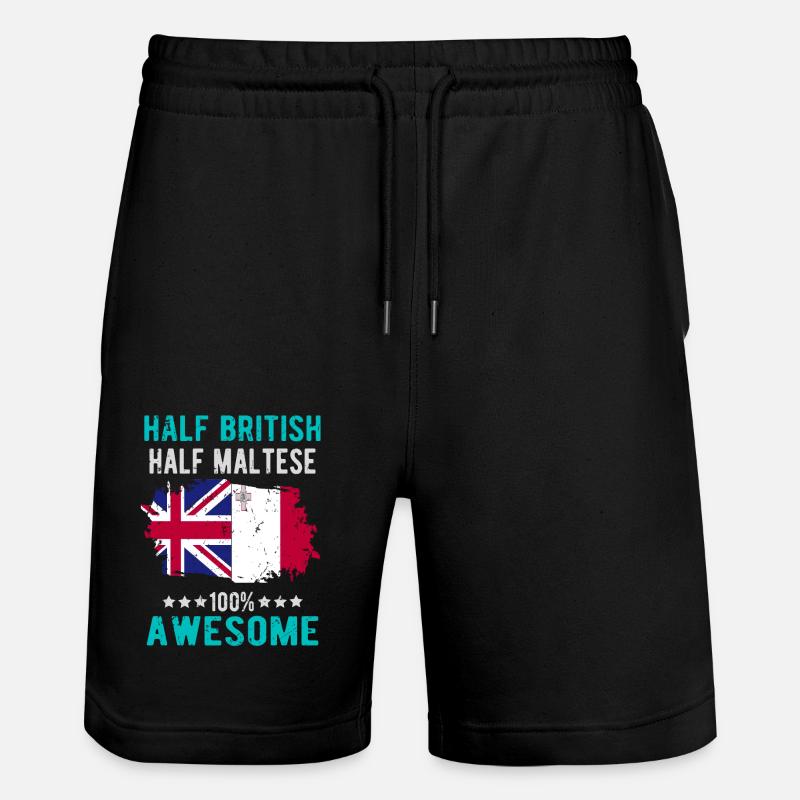 Half British Half Mateser - Stanley/Stella Trainer Unisex Organic Jogging Shorts - black