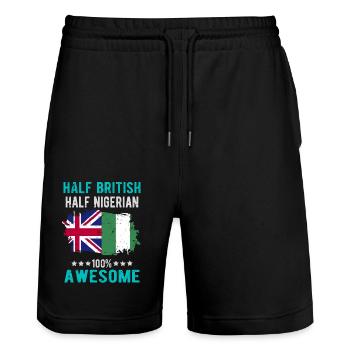 Moitié britannique moitié nigérian - Short de jogging bio TRAINER Stanley/Stella unisexe - noir - Devant - Nik (191cm) & Marisol (170cm)