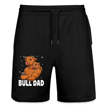 Papa und Baby Vatertag Bulle für einen Papa - Stanley/Stella Unisex Bio Joggingshorts Trainer  - Schwarz - Vorne - Nik (191cm) & Marisol (170cm)