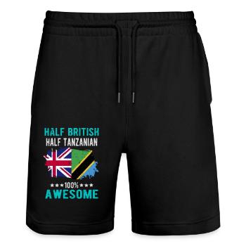 Moitié britannique moitié tanzanien - Short de jogging bio TRAINER Stanley/Stella unisexe - noir - Devant - Nik (191cm) & Marisol (170cm)