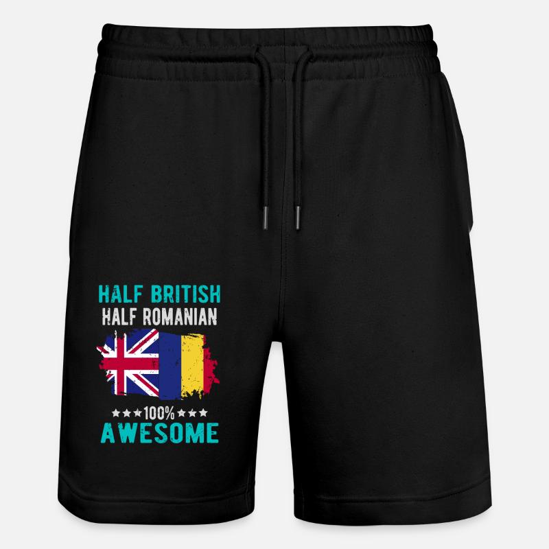 Half British Half Romanian - Stanley/Stella Trainer Unisex Organic Jogging Shorts - black