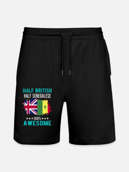 Half British Half Senegalese - Stanley/Stella Trainer Unisex Organic Jogging Shorts - black