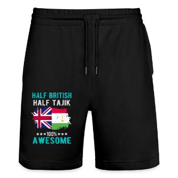 Moitié britannique moitié tadjik - Short de jogging bio TRAINER Stanley/Stella unisexe - noir - Devant - Nik (191cm) & Marisol (170cm)