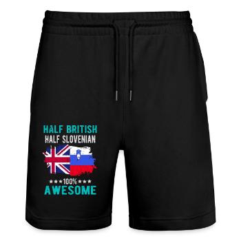 Half British Half Slovenian - Stanley/Stella Trainer Unisex Organic Jogging Shorts - black - Front - Nik (191cm) & Marisol (170cm)