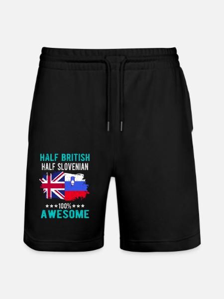 Half British Half Slovenian - Stanley/Stella Trainer Unisex Organic Jogging Shorts - black