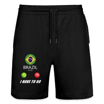 Brasilien ruft an Lusiger Flaggen Spruch - Stanley/Stella Unisex Bio Joggingshorts Trainer  - Schwarz - Vorne - Nik (191cm) & Marisol (170cm)