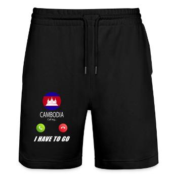 Le Cambodge appelle le slogan du drapeau Lusiger - Short de jogging bio TRAINER Stanley/Stella unisexe - noir - Devant - Nik (191cm) & Marisol (170cm)