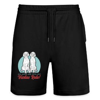 Magyar Vizsla Dogs | Dog Owner Gift - Stanley/Stella Trainer Unisex Organic Jogging Shorts - black - Front - Nik (191cm) & Marisol (170cm)