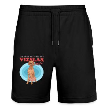 Magyar Vizsla | Dog Dog Owner Gift - Stanley/Stella Trainer Unisex Organic Jogging Shorts - black - Front - Nik (191cm) & Marisol (170cm)