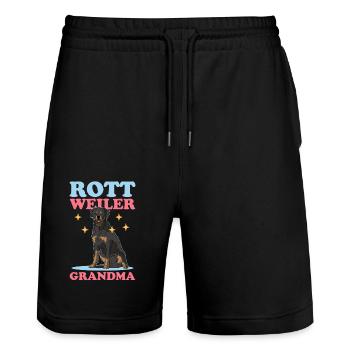 Rottweiler Grand-mère | Cadeau de propriétaire de chien de chien - Short de jogging bio TRAINER Stanley/Stella unisexe - noir - Devant - Nik (191cm) & Marisol (170cm)
