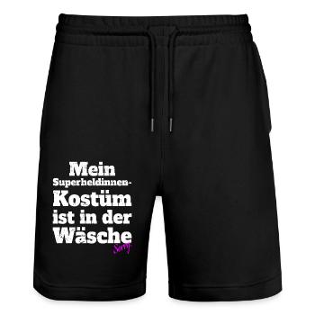 Superheldin Kostüm Ist In Der Wäsche Köln Karneval - Stanley/Stella Unisex Bio Joggingshorts Trainer  - Schwarz - Vorne - Nik (191cm) & Marisol (170cm)