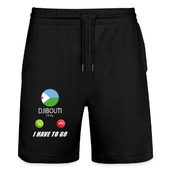 Djibouti appelle les drapeaux Lusiger en disant - Short de jogging bio TRAINER Stanley/Stella unisexe - noir - Devant - Nik (191cm) & Marisol (170cm)