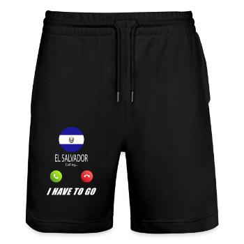 El Salvador calls lusiger flags saying - Stanley/Stella Trainer Unisex Organic Jogging Shorts - black - Front - Nik (191cm) & Marisol (170cm)