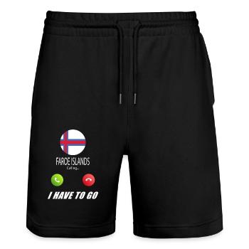 Faroe Islands calls lusiger flags saying - Stanley/Stella Trainer Unisex Organic Jogging Shorts - black - Front - Nik (191cm) & Marisol (170cm)