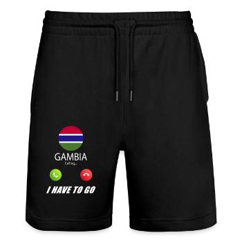 La Gambie appelle les drapeaux lusiger en disant - Short de jogging bio TRAINER Stanley/Stella unisexe - noir - Devant - Nik (191cm) & Marisol (170cm)