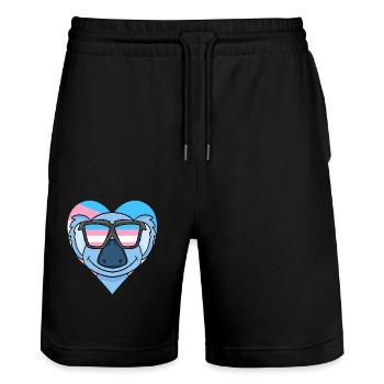 Transgender Transsexual Koala Gift - Stanley/Stella Trainer Unisex Organic Jogging Shorts - black - Front - Nik (191cm) & Marisol (170cm)