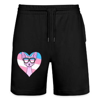 Transgender Transsexuell Sphynx Katze Geschenk - Stanley/Stella Unisex Bio Joggingshorts Trainer  - Schwarz - Vorne - Nik (191cm) & Marisol (170cm)