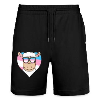 Transgender Transsexual Sheep Gift - Stanley/Stella Trainer Unisex Organic Jogging Shorts - black - Front - Nik (191cm) & Marisol (170cm)