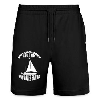 Sailing Ship Captain Sail Boat Sailing Sailing Sailor - Stanley/Stella Trainer Unisex Organic Jogging Shorts - black - Front - Nik (191cm) & Marisol (170cm)