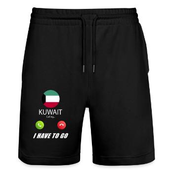 Kuwait ruft an Lusiger Flaggen Spruch - Stanley/Stella Unisex Bio Joggingshorts Trainer  - Schwarz - Vorne - Nik (191cm) & Marisol (170cm)