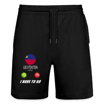Liechtenstein calls to Lusiger flags saying - Stanley/Stella Trainer Unisex Organic Jogging Shorts - black - Front - Nik (191cm) & Marisol (170cm)