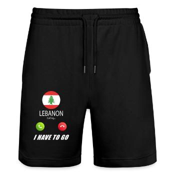 Libanon ruft an Lusiger Flaggen Spruch - Stanley/Stella Unisex Bio Joggingshorts Trainer  - Schwarz - Vorne - Nik (191cm) & Marisol (170cm)